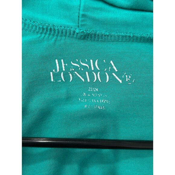 Jessica London Womens Teal Layered Short Sleeve Open Cardigan Top Plus Sz 22 - Picture 6 of 10
